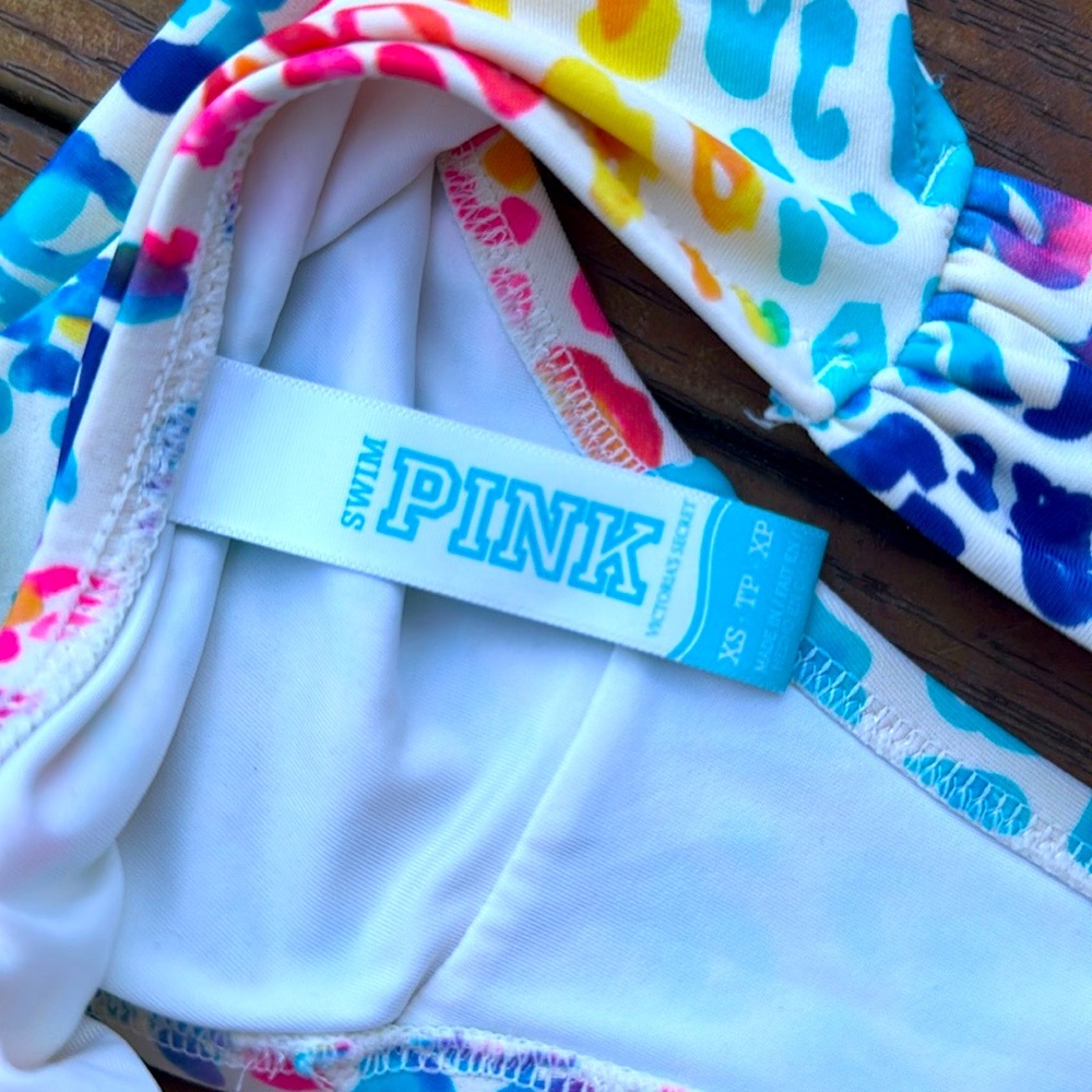 Vintage Pink Victoria’s Secret Colorful Leopard Print Bikini Set - Picture 8 of 10